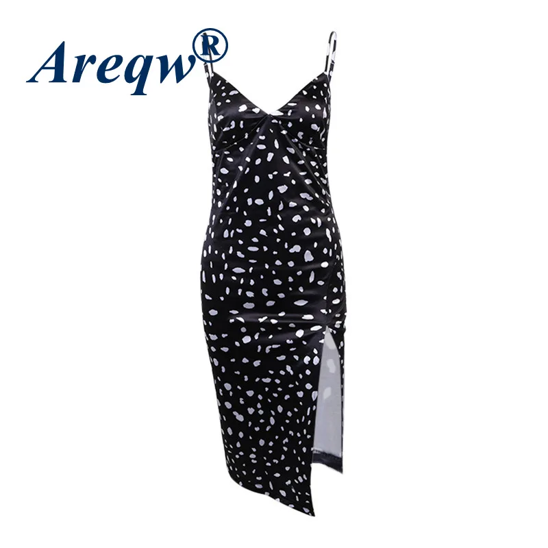 

Printed Slit Sling Dress Female Spring and Summer Pleated Small Fragrant Ladies Temperament Long Skirt