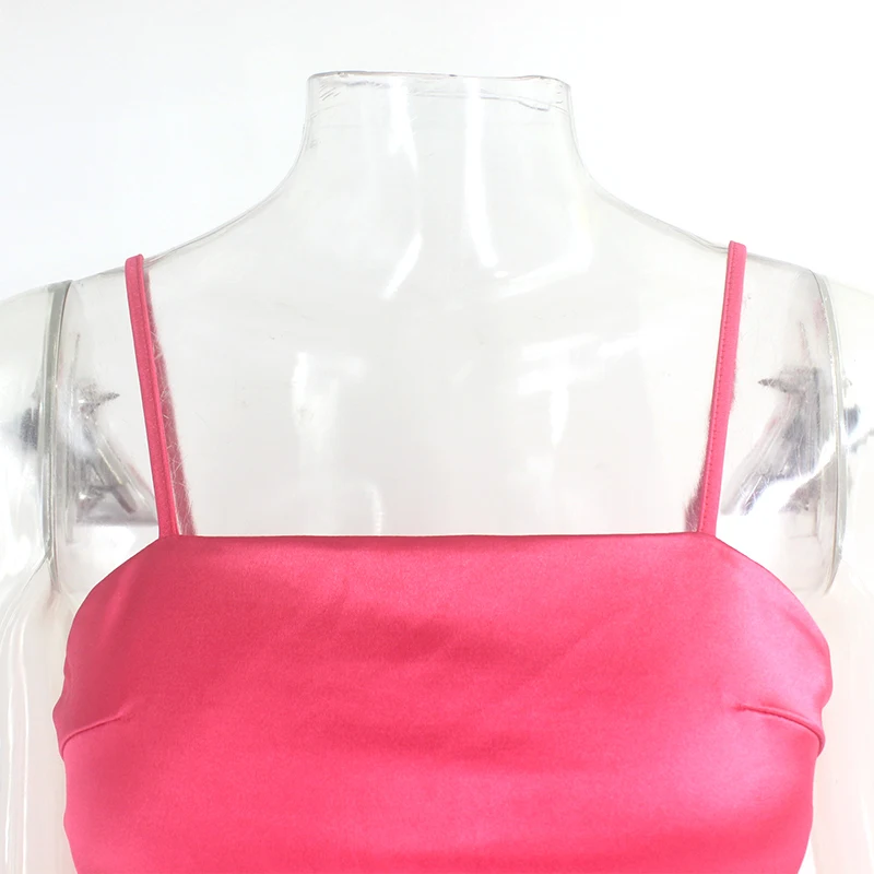 Женское атласное мини-платье Fuedage красное открытое облегающее платье на