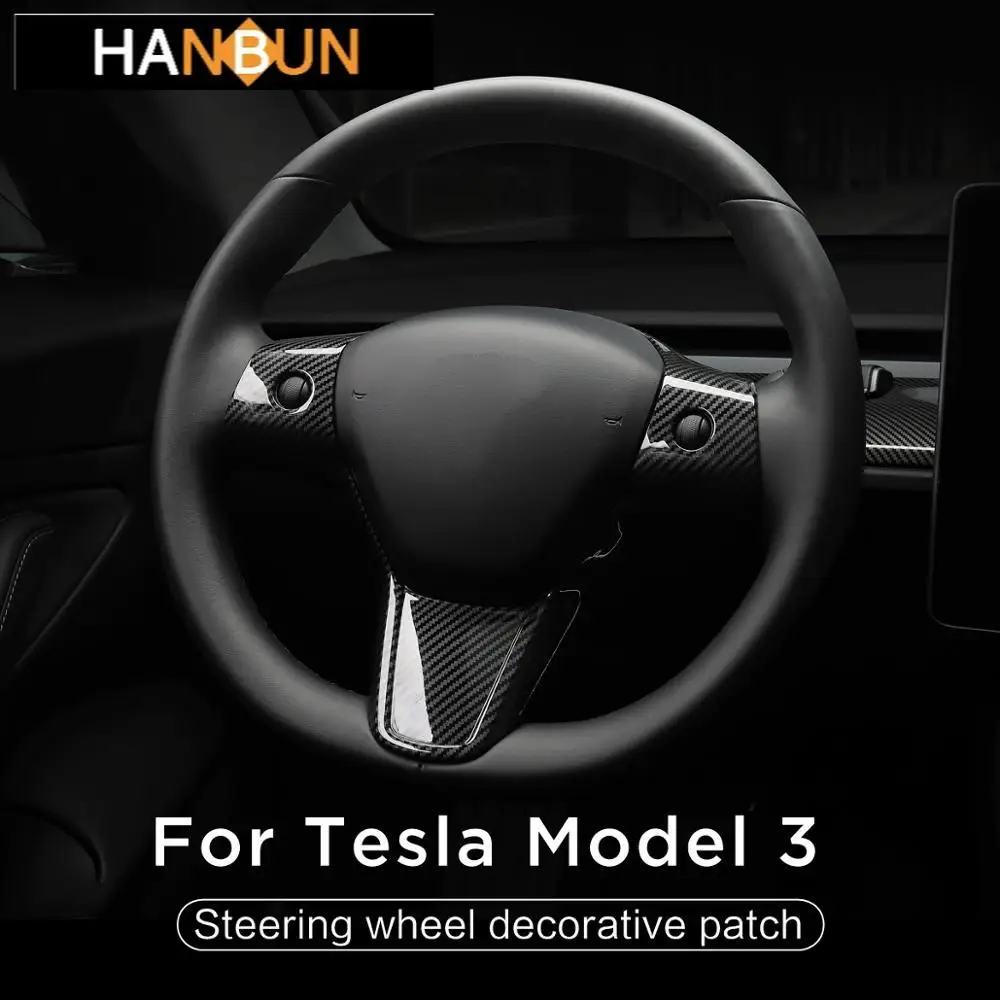 

Car steering wheel decorative patch for Tesla Model 3 2017-2019 ABS steering wheel accessories decorative frame patch
