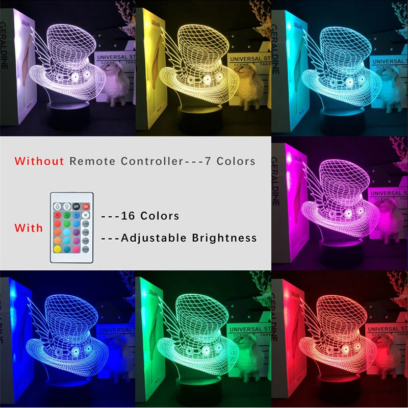 3D ночник с сенсорным датчиком в виде крышки джаза декоративный светильник для