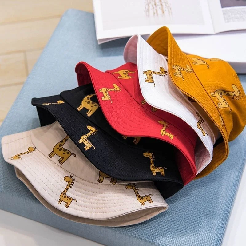 

Spring Autumn Children's Bucket Hats Cartoon Giraffe Sun Hat Girls Boys Outdoor Beach Hat Camping Fishing Cap Casual Panama Cap