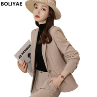 2022 new women solid color fashion simple office lady blazer and pants sets two pieces ol jacket formal business wear uniform