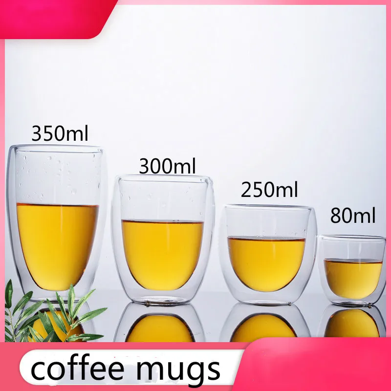 Низкая цена 80/250/300/350/450 мл двухслойная Кофейная кружка для сока стакан молочной