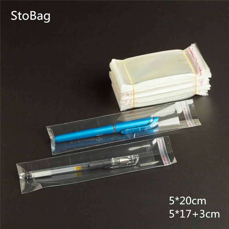 StoBag 1000 шт. 5*20 см прозрачный самоклеющийся уплотнение целлофановые мешочки