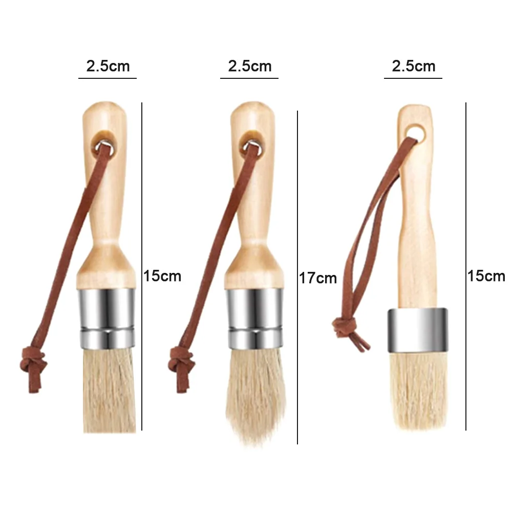 

3pcs Chalk Wax Paint Brush for DIY Waxing & Painting Projects Natural Boar Bristles Comfortable to Hold And Easy to Work