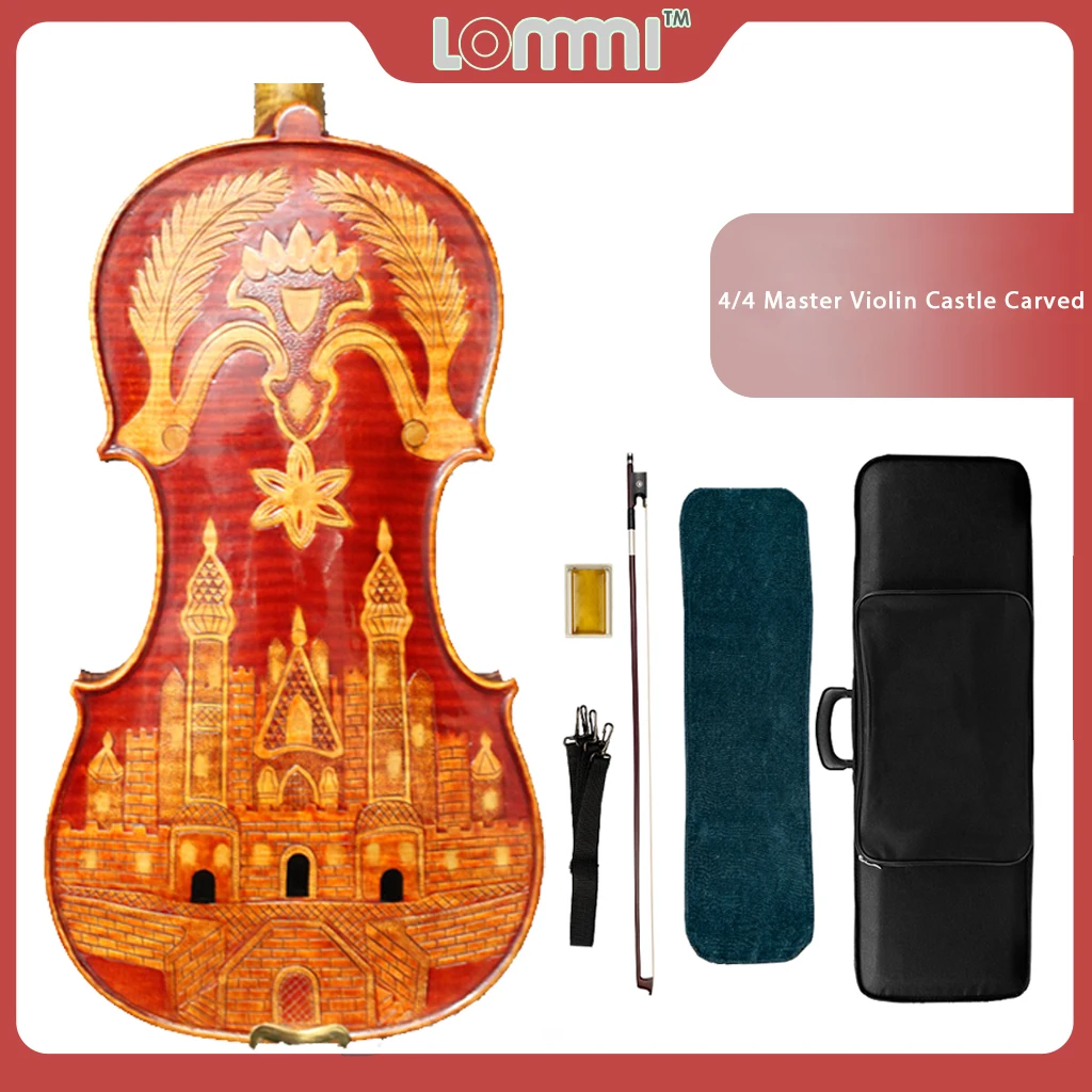 Роскошный Королевский замок LOMMI 4/4 Stradi резной скрипка из эбенового дерева