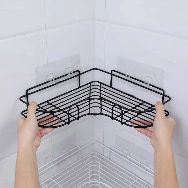 

Bathroom kitchen accessories Frame Shower Shelf Wrought Iron Shampoo Storage Rack Holder with Suction Cup bathroom accessories