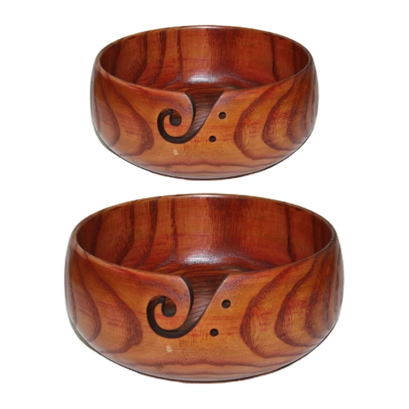 

Eco-friendly Wooden Yarn Storage Bowl Knitted Crochet Wool Holder Handmade Needlework Sewing Supplies Organizer