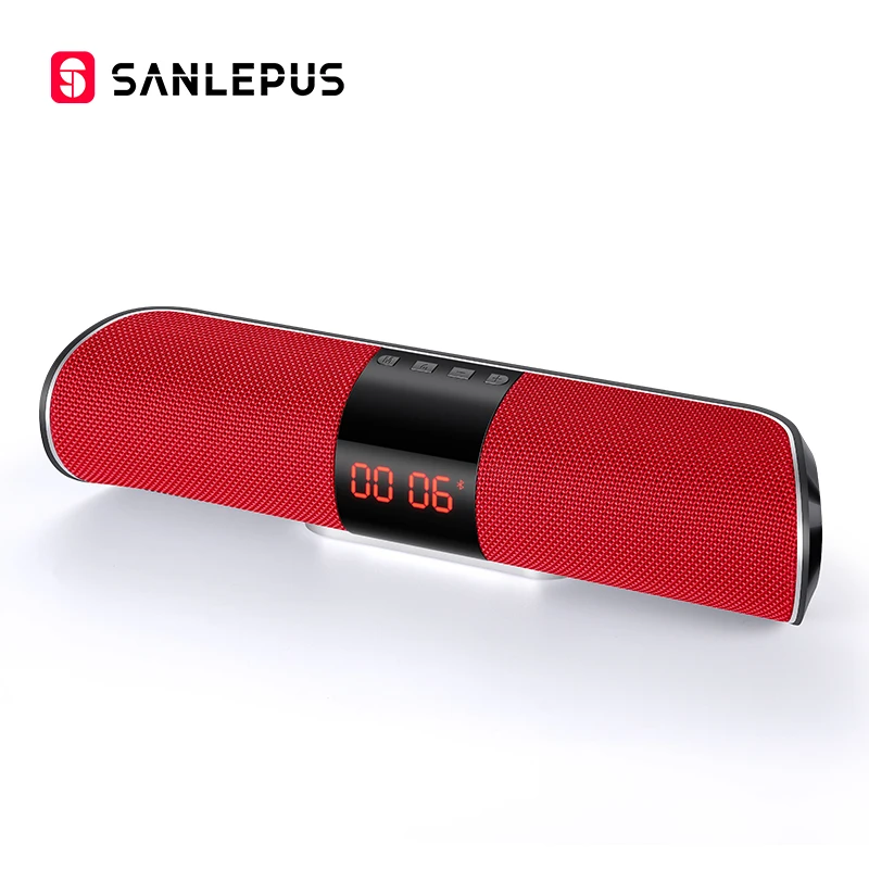 red SANLEPUS Bluetooth наружный динамик металлический портативный супер бас беспроводной громкий динамик 3D стерео музыка объемный с TFCard Aux - Цвет: red