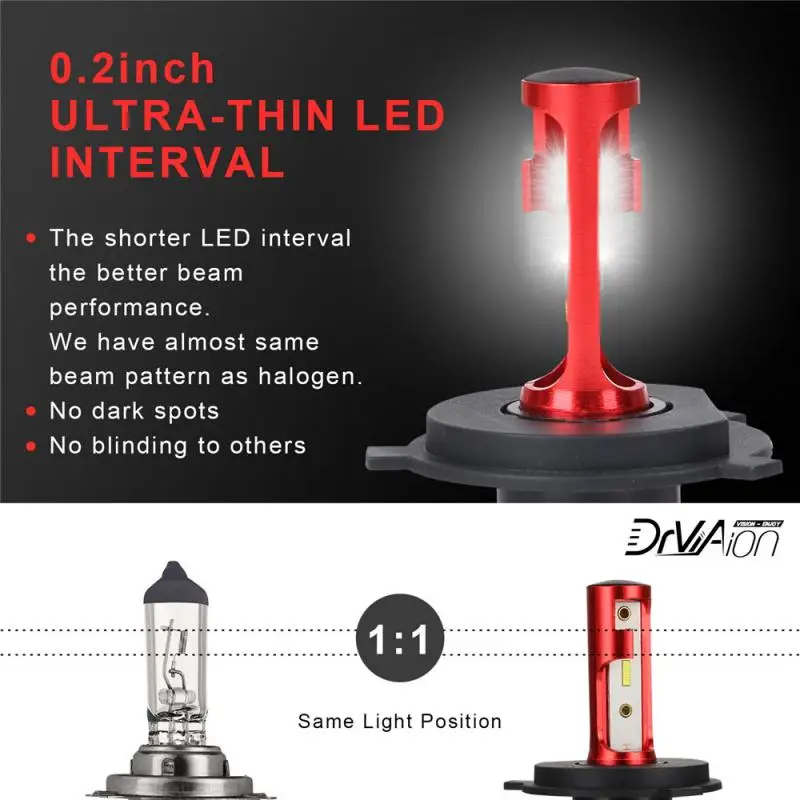 

2*H4 LED Headlight Bulbs, Low Beam/Fog Light, 6500K Bright White, Halogen Replacement, Quick Installation