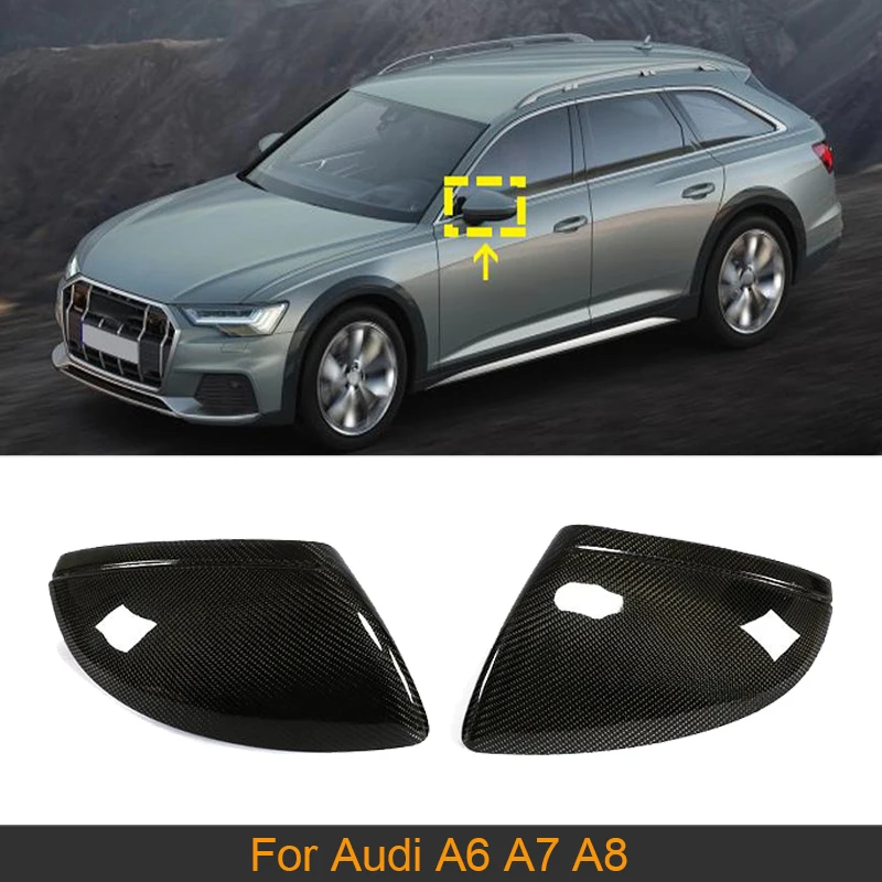 

Колпачок из углеродного волокна для Audi A6, A7, A8, седана, хэтчбека, 4-дверный, крышка зеркала заднего вида, 2019, запасные зеркальные чехлы