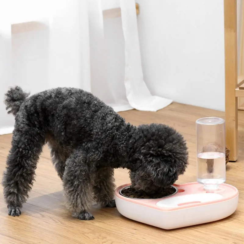 

Pet Dog Food Bowls Automatic Puppy Drinking Water Bottle Dispenser Dogs Slow Food Double Bowls Pets Feeding Supplies