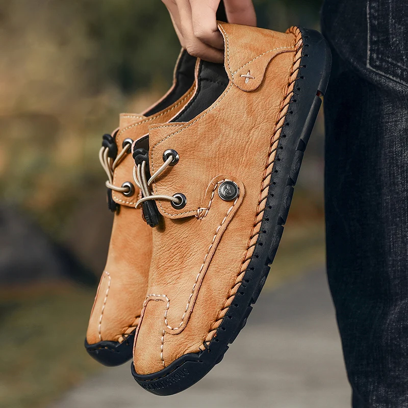 Кожаная обувь для мужчин Повседневные Лоферы высокого качества Дышащая Новинка