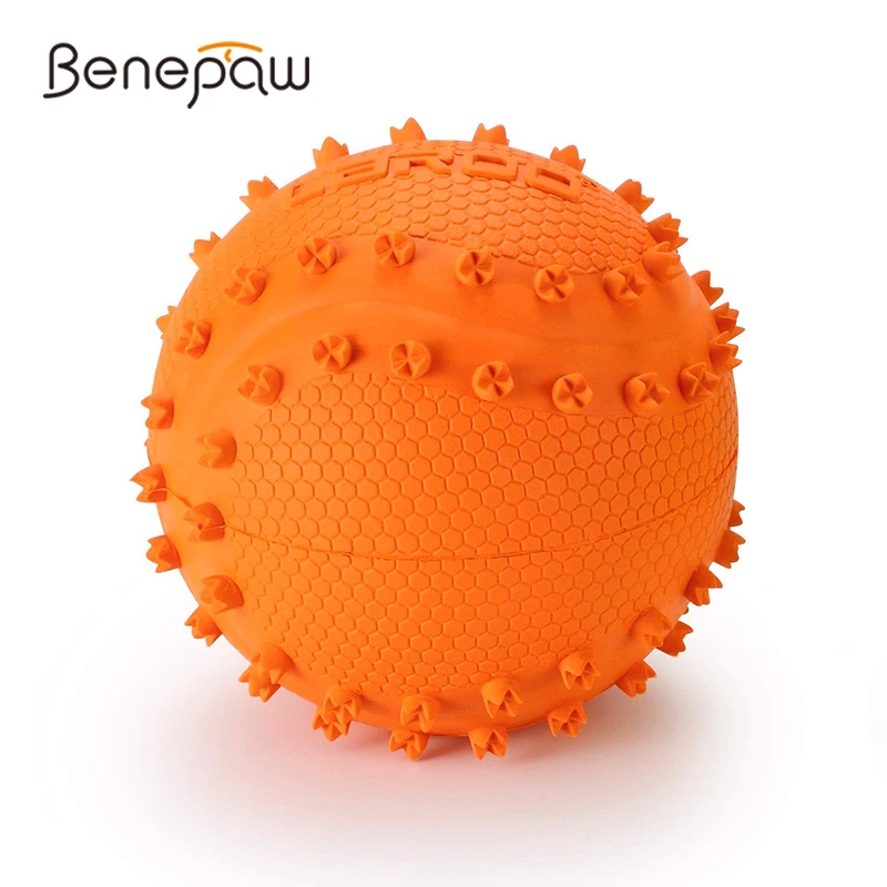 

Benepaw Eco-Friendly Small Medium Dog Ball Built-in Squeaker Strong Puppy Toys Interactive Pet Chewing Training Teeth Cleaning