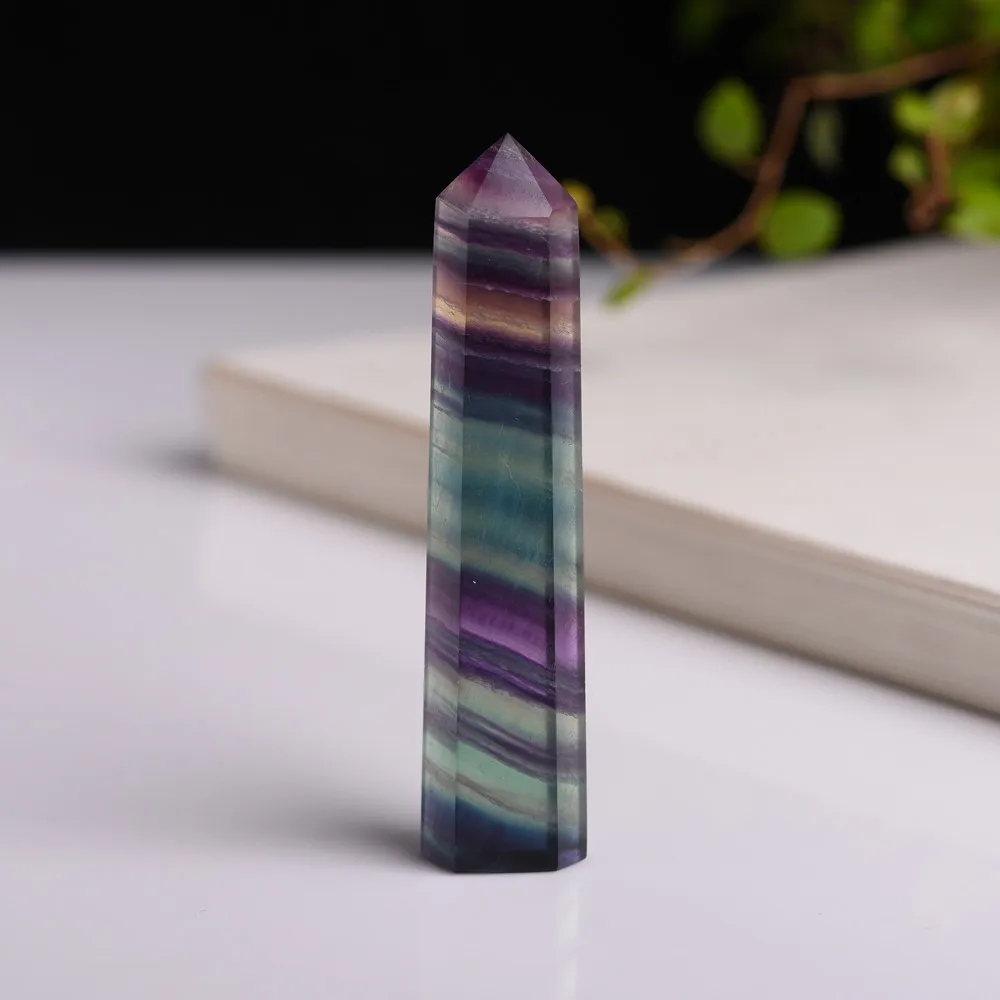 

1PC Natural Hexagonal Crystal Quartz Healing Fluorite Wand Stone Crafts DIY Necklace Room Home Decoration Accessories New