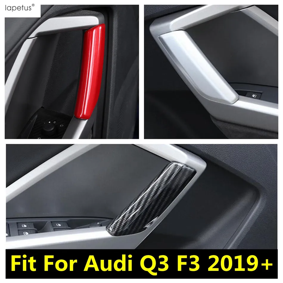 

Для Audi Q3 F3 2019 2020 2021 2022 Внутренний дверной подлокотник ручка декоративная полоса крышка отделка ABS углеродное волокно/красные аксессуары для ...