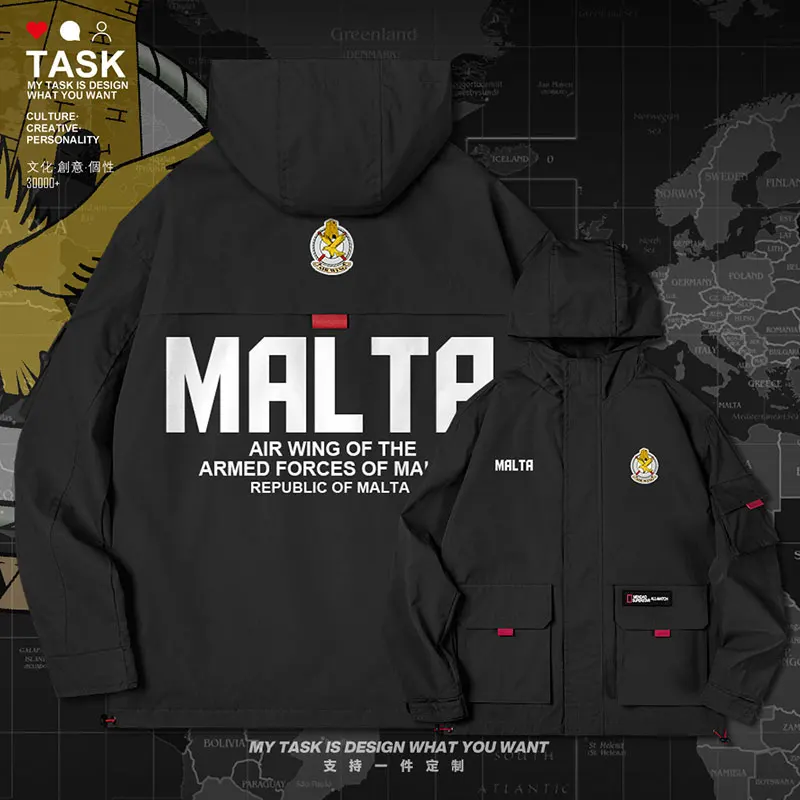 

Republic of Malta MLT MT men jacket hooded air force logo army fan coat Military casual long sleeve Tactical autumn clothes