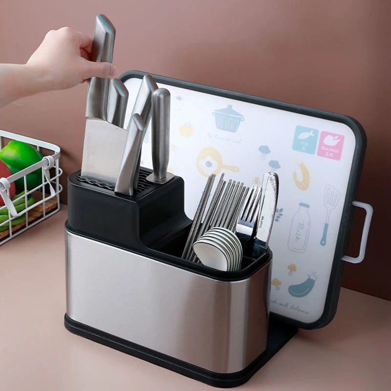 home stainless steel knife holder drawer knives forks spoons storage rack knife stand cabinet tray kitchen cultery organizer free global shipping