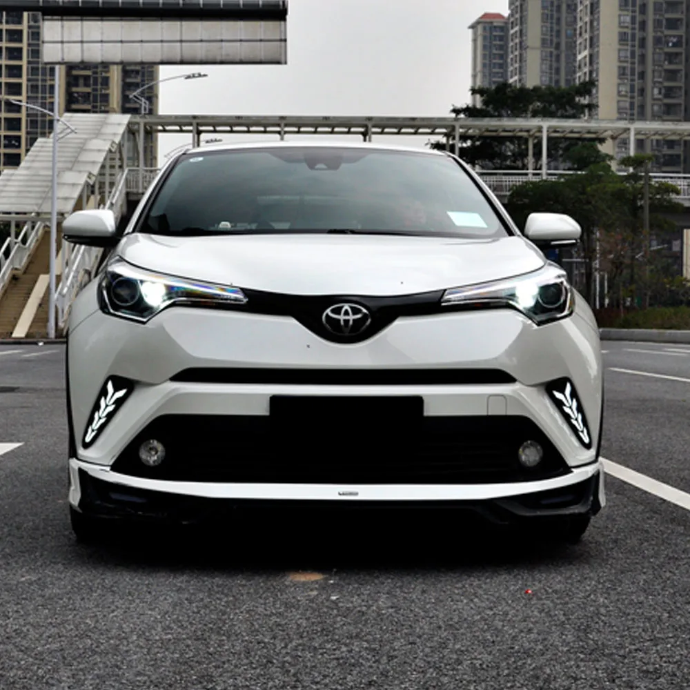

Triple Color White & Ice Blue & Amber Fish Arrow Style LED Daytime DRL Lights Kit w/ Turn Signal For Toyota C-HR CHR 2018-2019