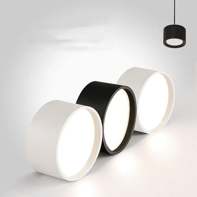 Поверхностный монтаж круглый светодиодный светильник черный белый SMD5730 15 Вт 18 20 25