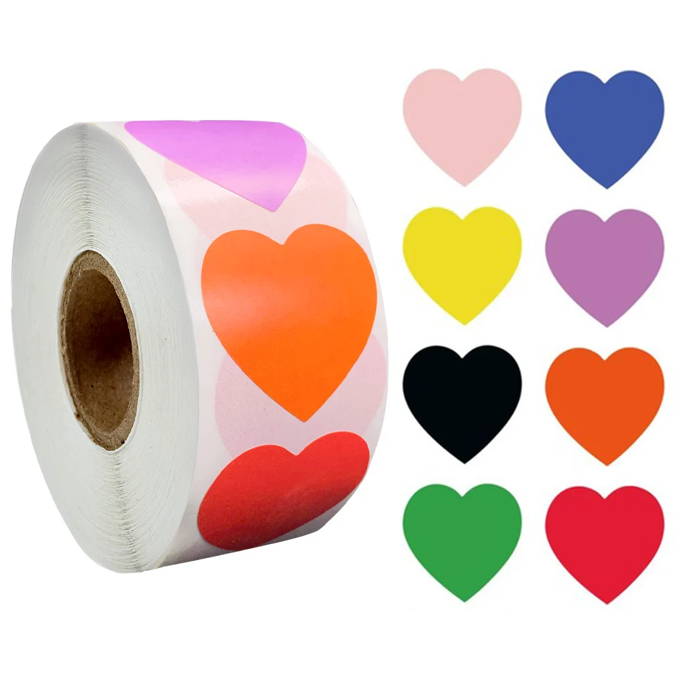 Наклейки Chroma Heart цветные Стикеры точечная метка 1 дюйм красный синий розовый