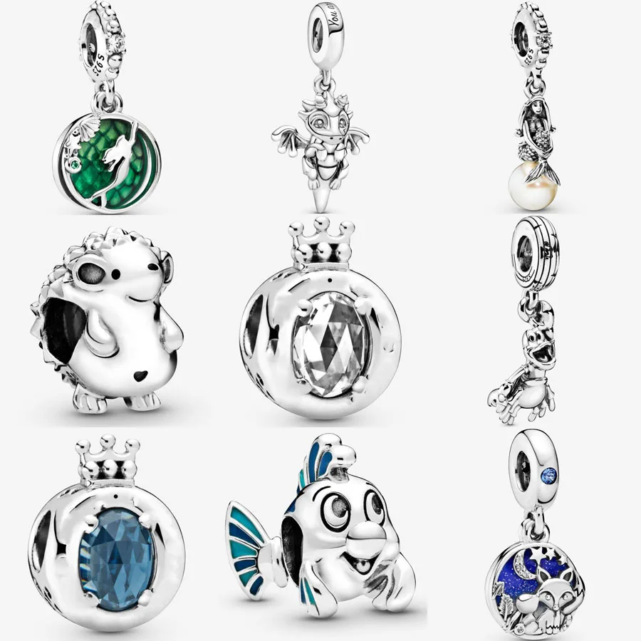 Реальные 100% 925 серебро волшебный дракон маленький амулет русалка