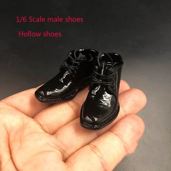 

1/6 Scale male leather suit black shoes hollow fit 12 inches action figure dolls