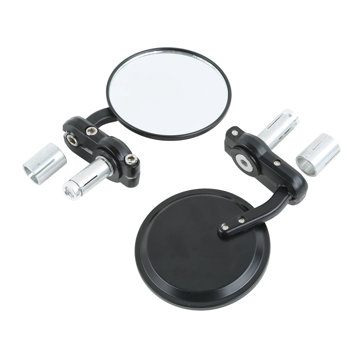 

Motorcycle 3" Round 7/8" Handlebar End Side Rearview Mirrors For Harley Honda Suzuki Yamaha