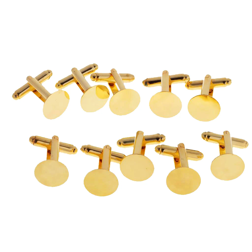 

10pcs Gold Silver Metal Cufflinks Blank 15mm Round Pad Finding Men