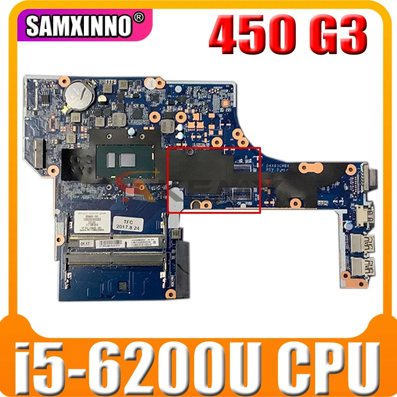 

855672-601 для HP PROBOOK 450 G3 материнская плата портативного компьютера с SR2EY i5-6200U Процессор DAX63CMB6C0 855672-001 аккумулятор большой емкости DDR4 мб 100% тестир...