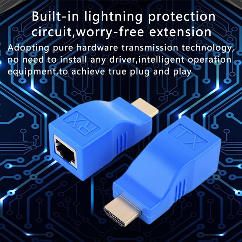 2 шт. 1080P MI удлинитель для RJ45 по Cat 5e/6 сетевой LAN Ethernet адаптер синий | Электроника