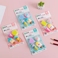 4pcs cute biscuit ice cream eraser set rubber primary student prizes promotional gift stationery