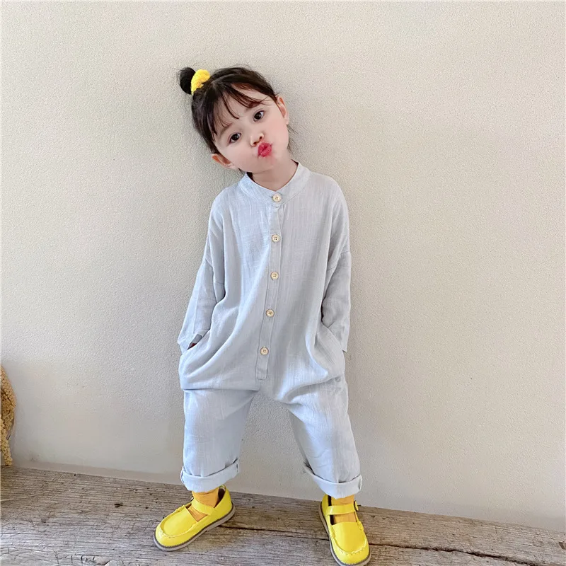 

Детский хлопковый комбинезон с длинным рукавом, с карманами