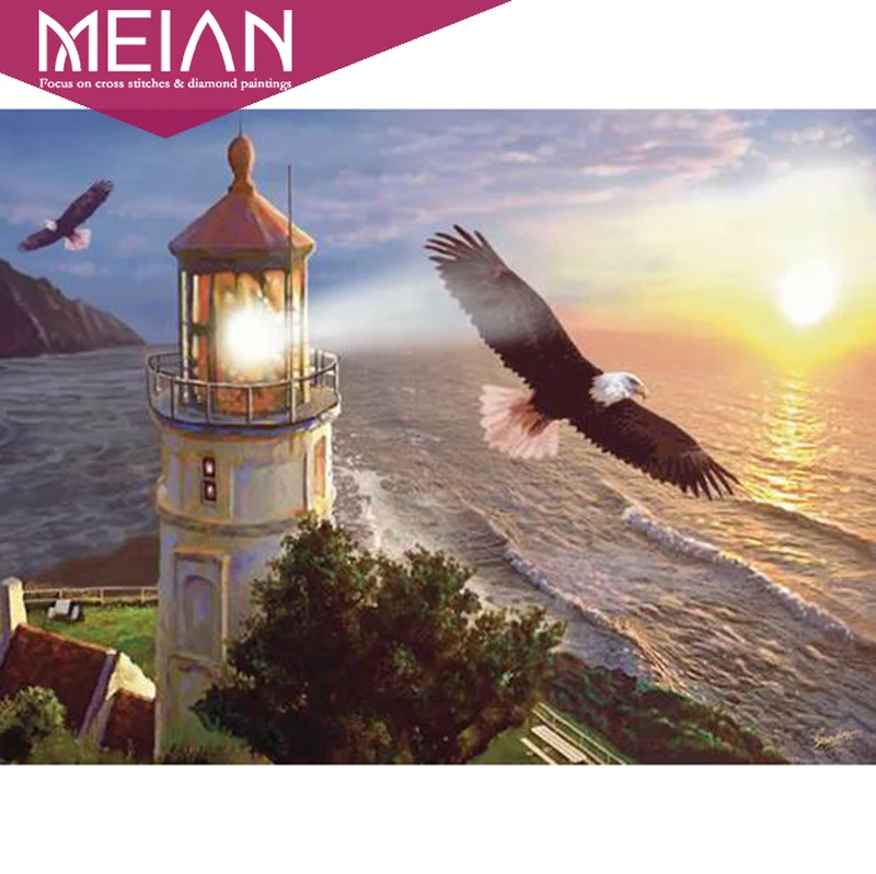 Набор для рукоделия MEIAN lighthouse алмазная вышивка мозаика искусство море рукоделие
