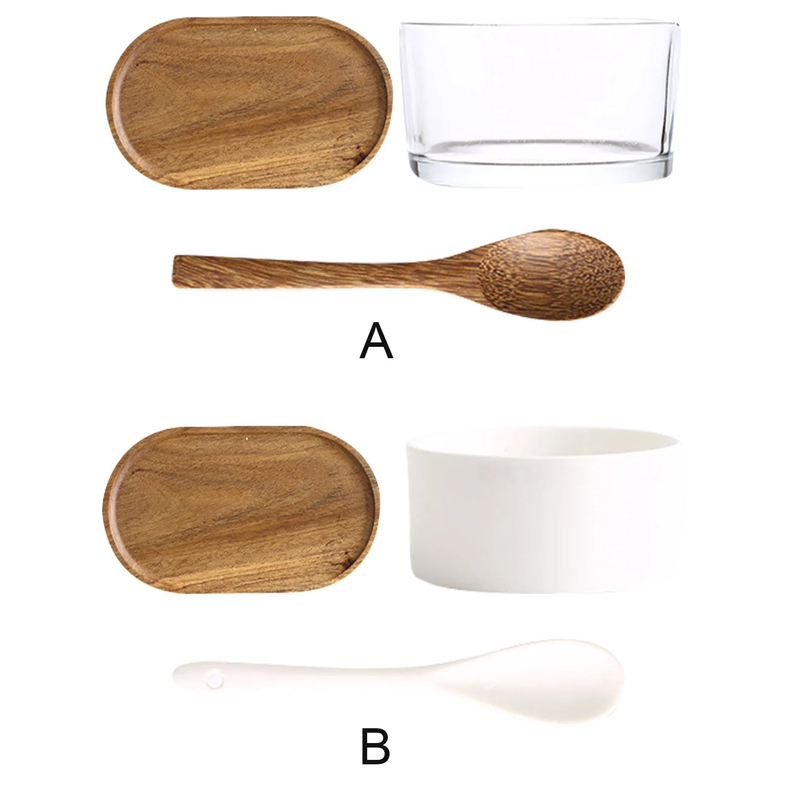 Japanese Style Wooden Pallet Set Gift Home Party Oval Wood Serving Tray Spoon Bowl Display Shooting Props | Дом и сад