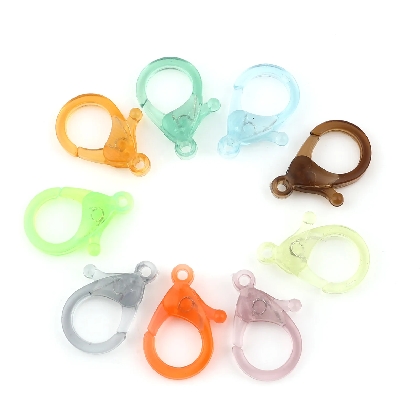 Прозрачные пластиковые застежки-карабины для ключей 30 шт. цепочка