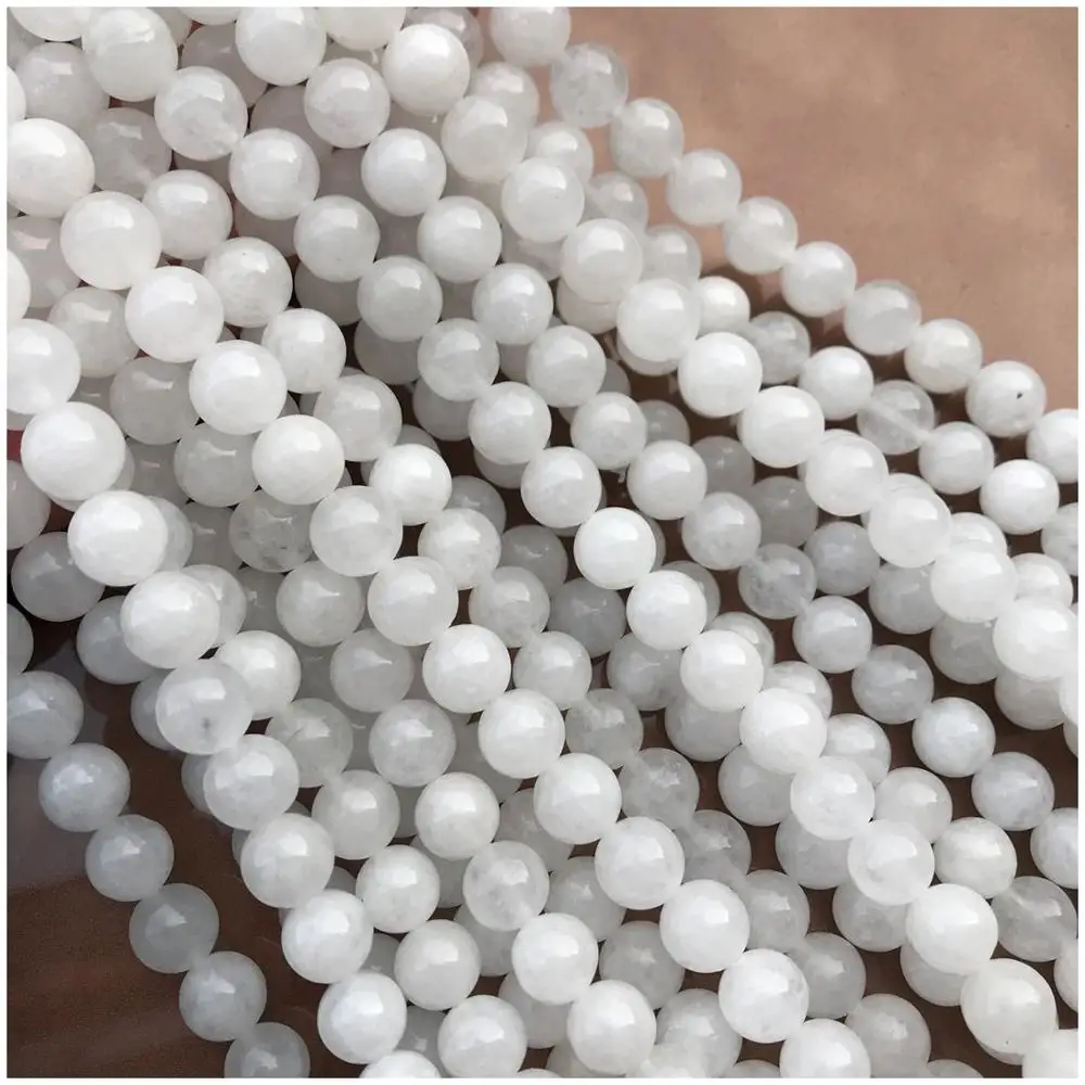 

Natural Stone White Jades SmoothRound Beads diy 6 8 10 12MM Men Women Fashion Necklace Charms Wholesale for Jewelry Making