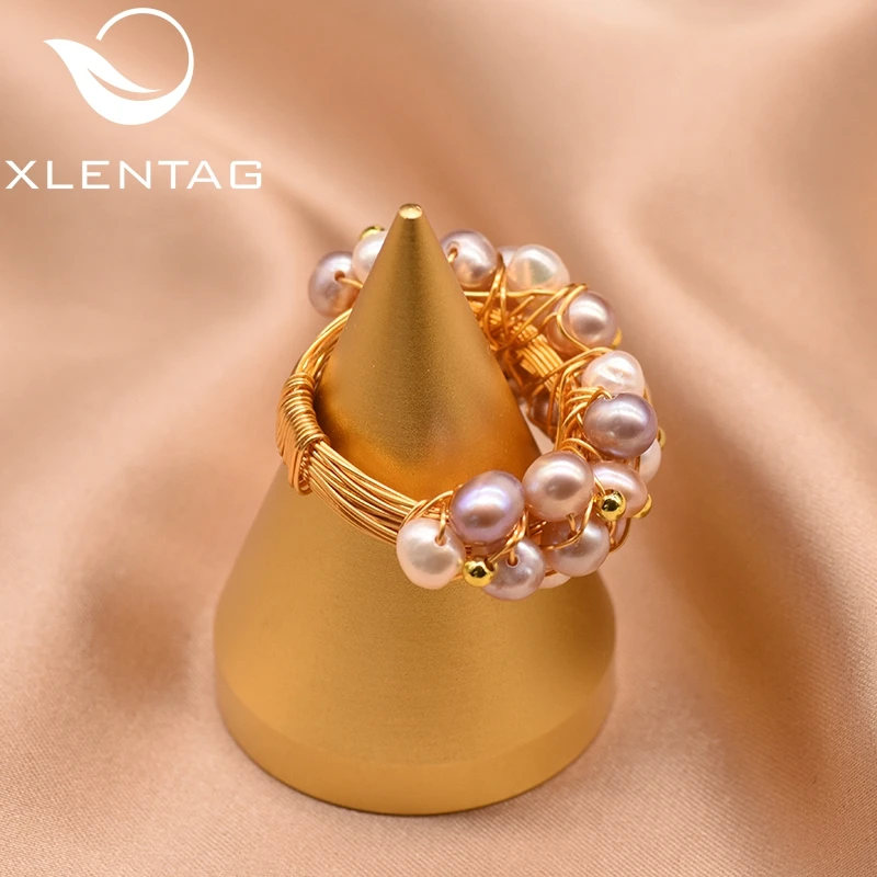 XlentAg Natural Fresh Water Pearl Ring For Women Accessories Colourful Boho Wedding Rings Romantic Gifts Luxury Jewelry GR0243 | Украшения