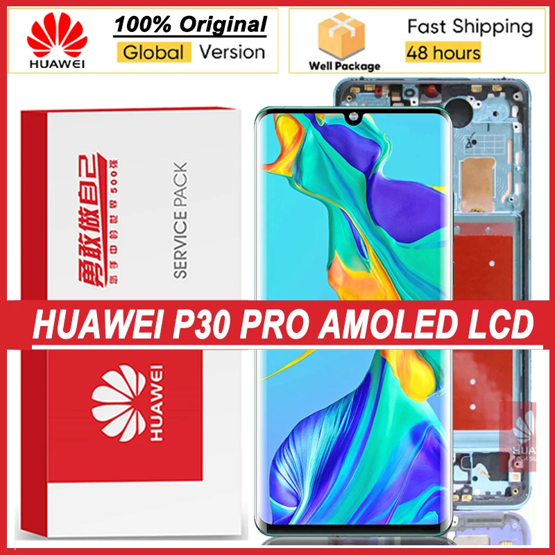 

NEW2022 100% Original 6.47" Amoled Display for Huawei P30 Pro LCD Touch Screen Digitizer VOG-L29 VOG-L09 VOG-L04 with frame