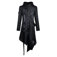 spring and autumn gothic dark mens cloak coat hooded lace locomotive street parkour long jacket men