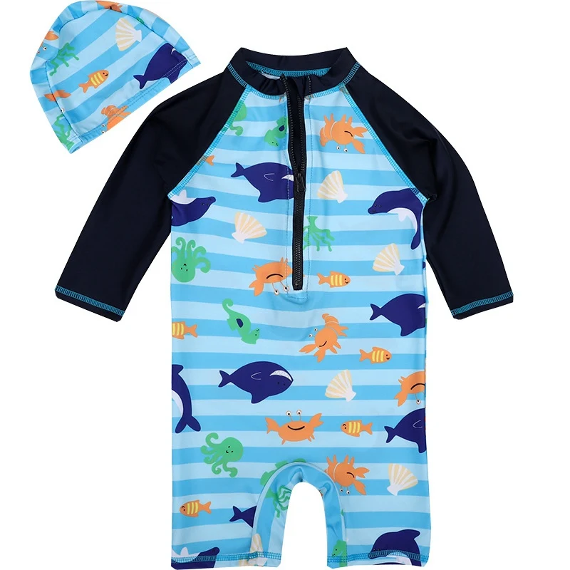 Baby Boys Swimsuits Casual Swimming Bathing Kids Swimwear For New Summer Children Boy Sunfing Wetsuit 2Pcs | Спорт и развлечения