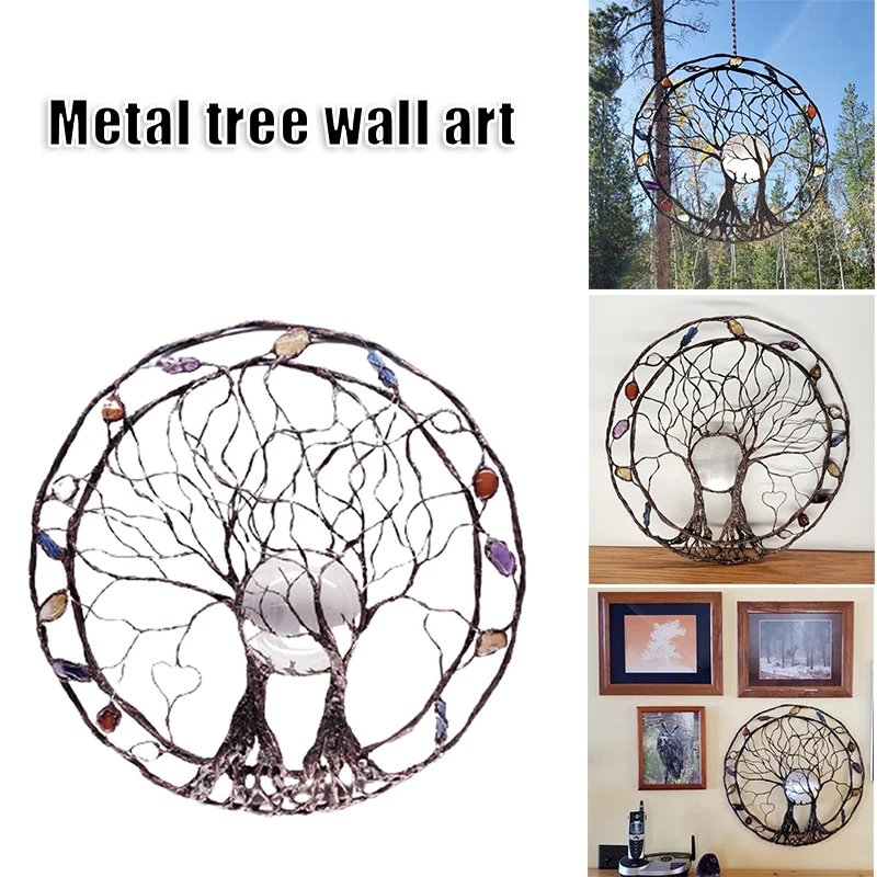 

NEW Circle Of Life Metal Tree Wall Art Round Hallow Hanging Ornament Halloween Decoration Iron Craft Home Outdoor Decor 25x25cm