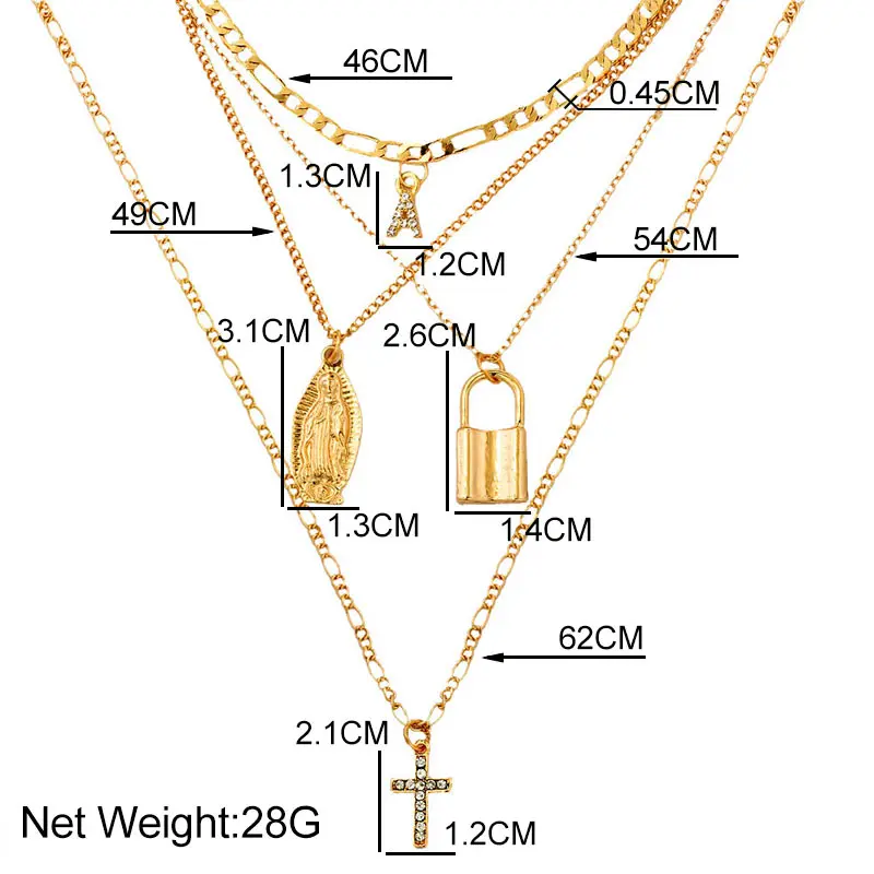 

Fashion Crystal Cross Letter Lock Pendant Necklace For Women Men Punk Golden Virgin mary Protrait Choker Necklace Trendy Jewelry