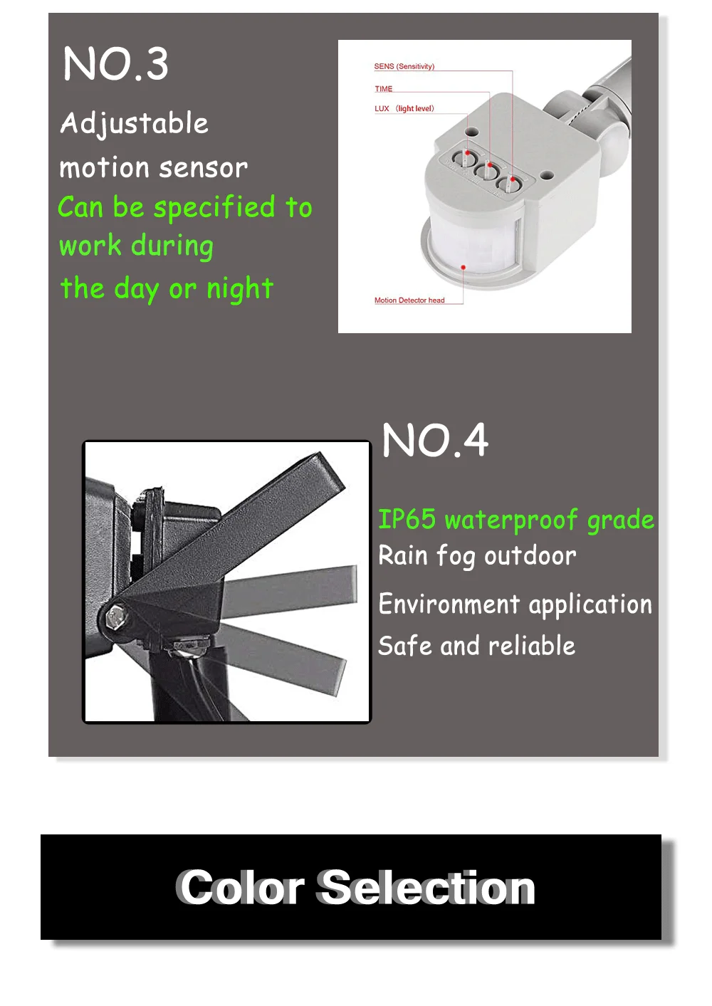 12V Flood light LED for Outdoor Lighting Sensor 10W Lights 6000K Spotlight LED Floodlight Cool White PIR Security Motion