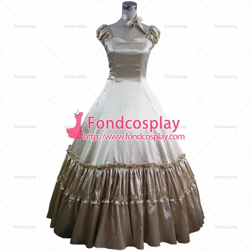 

fondcosplay Gothic Lolita Punk Medieval Gown Champagne satin Ball Long Dress Evening Dress Tailor-made[CK1443]