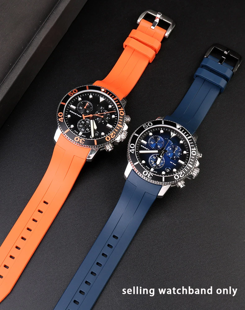 Curved Rubber Watch Strap For Tissot 1853 Starfish T120 Watchband T120417 Rubber Men'swristband 22mm Sports Diving Watch Strap