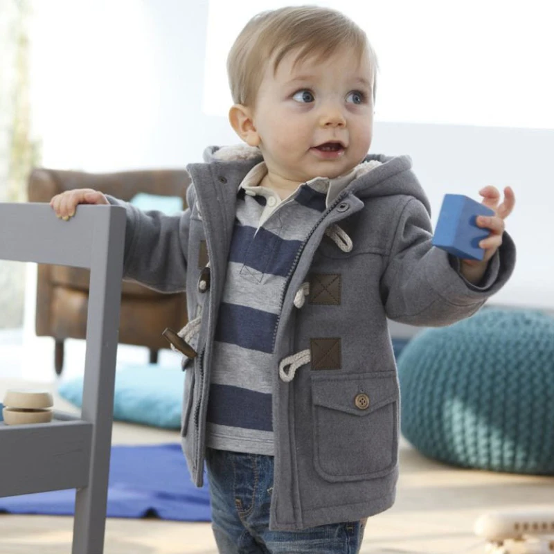 От 2 до 6 лет зимняя куртка для мальчиков с бархатными теплыми вставками капюшоном