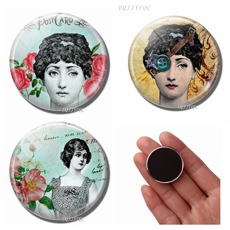 Магнит на холодильник в стиле стимпанк для женщин с цветами стеклянный кабошон 30