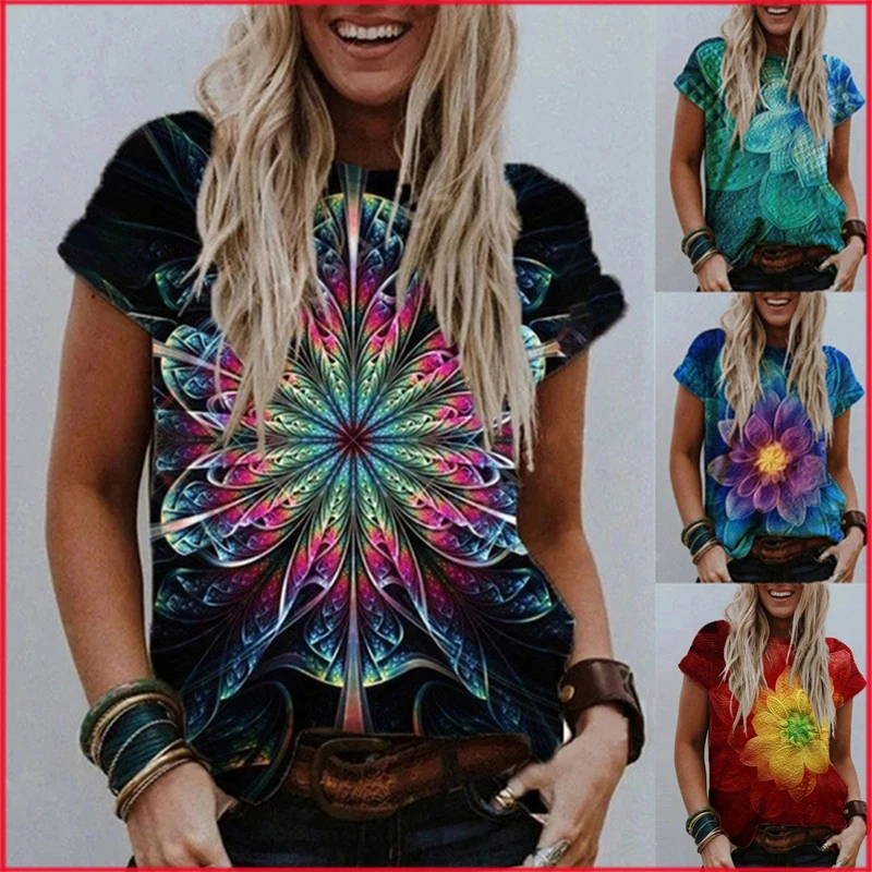

Women Summer O-Neck Fashion Casual Tshirts Ladies Floral Printed T Shirt Streetwear Harajuku Tops Plus Size Short Sleeve Clothes