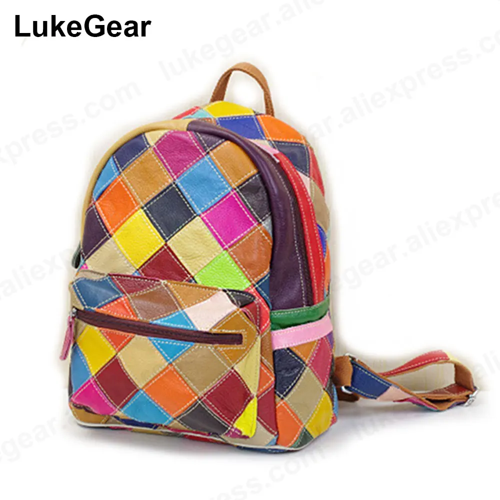 Рюкзак из натуральной кожи ручной работы красочные сумки для женщин маленькие